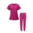 thumbnail image 4 of Conjunto de Uniformes Exfoliantes Yinane Ropa de Trabajo de Enfermera Rosa Claro, 4 of 8