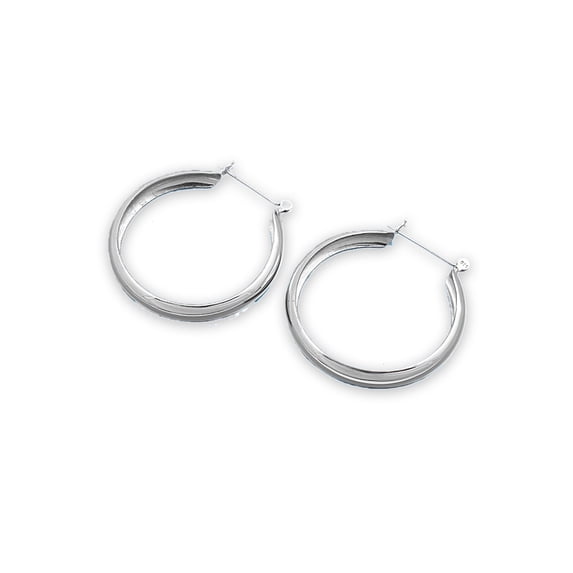 Round Hollow Hoop Earrings Sterling Silver