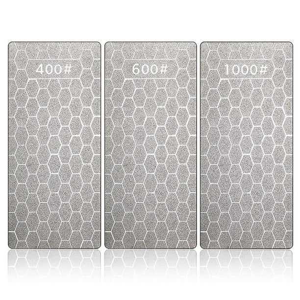 Juego de 3 Piezas de Piedra de Afilar de Diamante Piedra de Afilar de Placa de Diamante Piedra de Banco Profesional (400, 600, 1000)