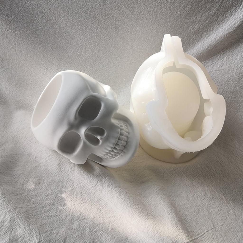 BQBQERT Crystal Epoxy Skull Flower Silicone Mold, Concrete Cement Resin Vase for for Resin