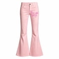 thumbnail image 3 of Gaexia Girls Flare Leggings Back To School Pull on Straight Leg Pants Stretchy Elastic Waist Bell Bottoms School Pants Dress Sweatpants with Pockets Spring Fall Winter, 3 of 5