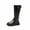 X111-Black, variant on Girls Leather Lace Up Knee High Boots with Side Zipper Fashion Comfortable Round Toe Low Heel Combat Riding Boots Winter Tall Boots Little Kid/Big Kid,Black