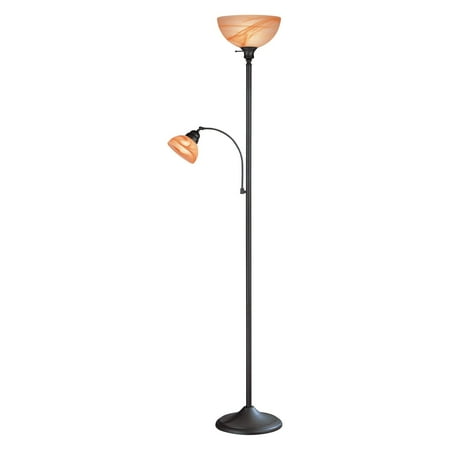 Marblesk 2-Light Torchiere/Reading Lamp