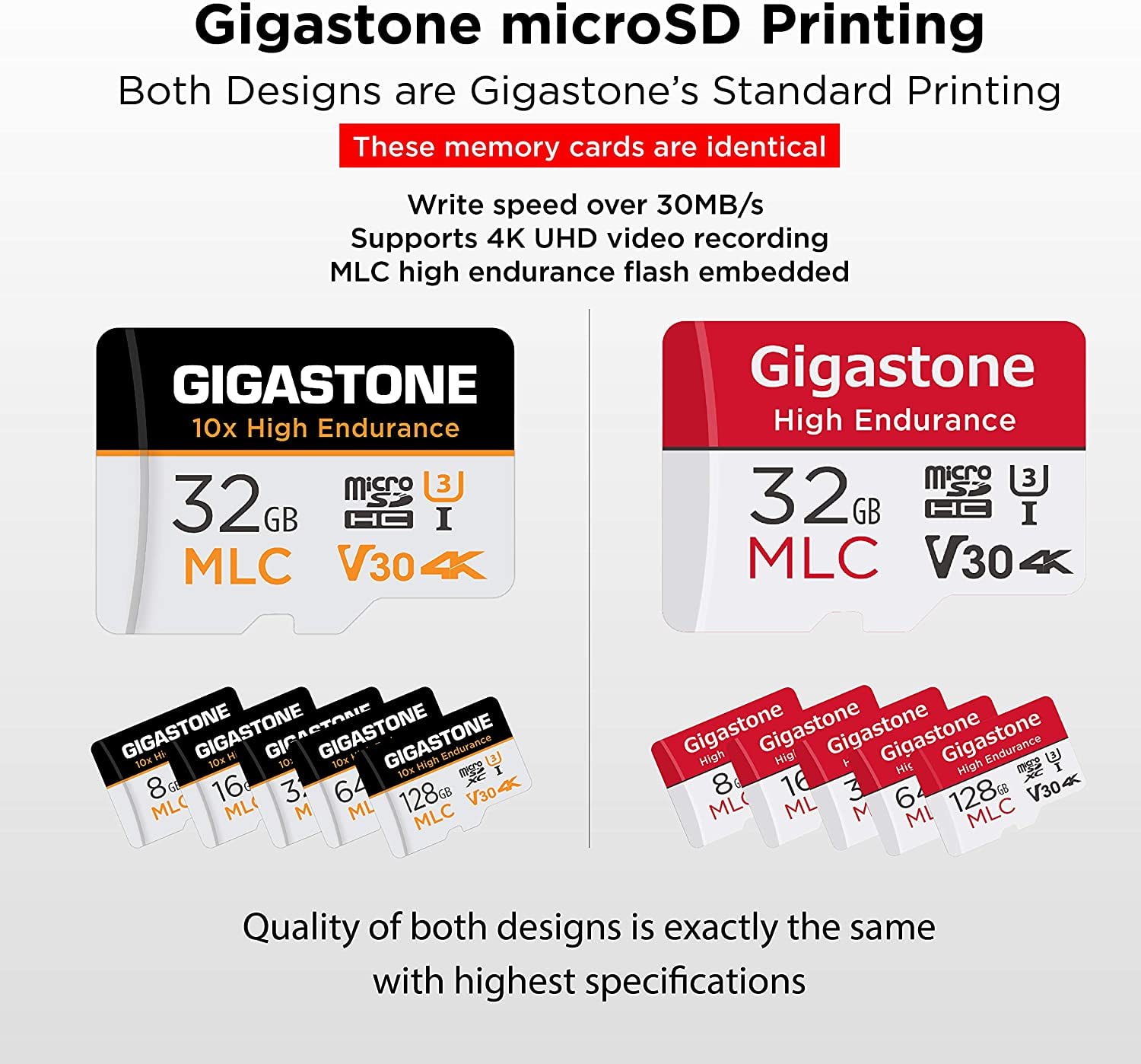 Gigastone 16GB Micro SD Card, FHD Video UHS-I U1 Class 10, for Surveillance, Security, Action Cameras, Drone, Dash Cams, 10 Pack (10x16GB)