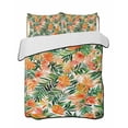 thumbnail image 2 of Orange Green Tropical Leaves Queen Size Down Alternative Comforter, Lightweight Comforter Quilt Bedding Set with Pillow Shams Summer Palm Floral All Seasons Bed Comforter Duvet Insert 90"x96", 2 of 7