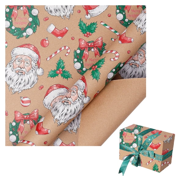 SUSHANG Craft Paper Wrapping Paper Roll, 50 x 70 Cm Multicolor Holiday and Christmas Themed Design for Gift Wrapping, Xmas Art Print for DIY Home Decor and Seasonal Present Packages