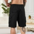 thumbnail image 6 of BVOFAR Mens Cargo Shorts Lightweight Twill Knee Length Bermuda Elastic Waist Hiking Running Shorts for Men Black L, 6 of 7