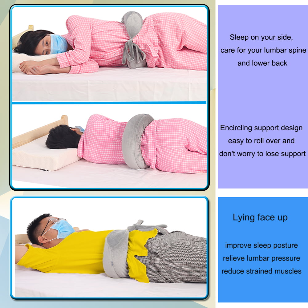 Lumbar Support Pillow, Detachable Washable Soft Sponge Lumbar Roll Scoliosis  Pillow, Sleeping Lumbar Roll Pillows for Adult Elderly