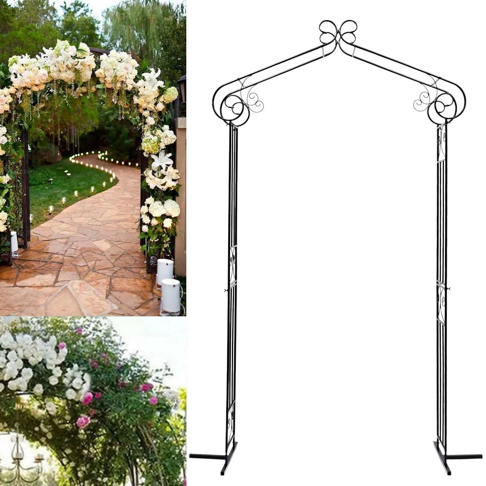 Metal Garden Arch Wedding Arbor Ivy Trellis Rose Patio Climbing Plant Gate 