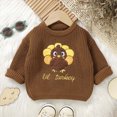 thumbnail image 2 of NOLDARES Toddler Baby Girl Boy Thanksgiving Sweater Knit Long Sleeve Pullover Fall Winter Clothes,A121-Coffee, 2 of 9