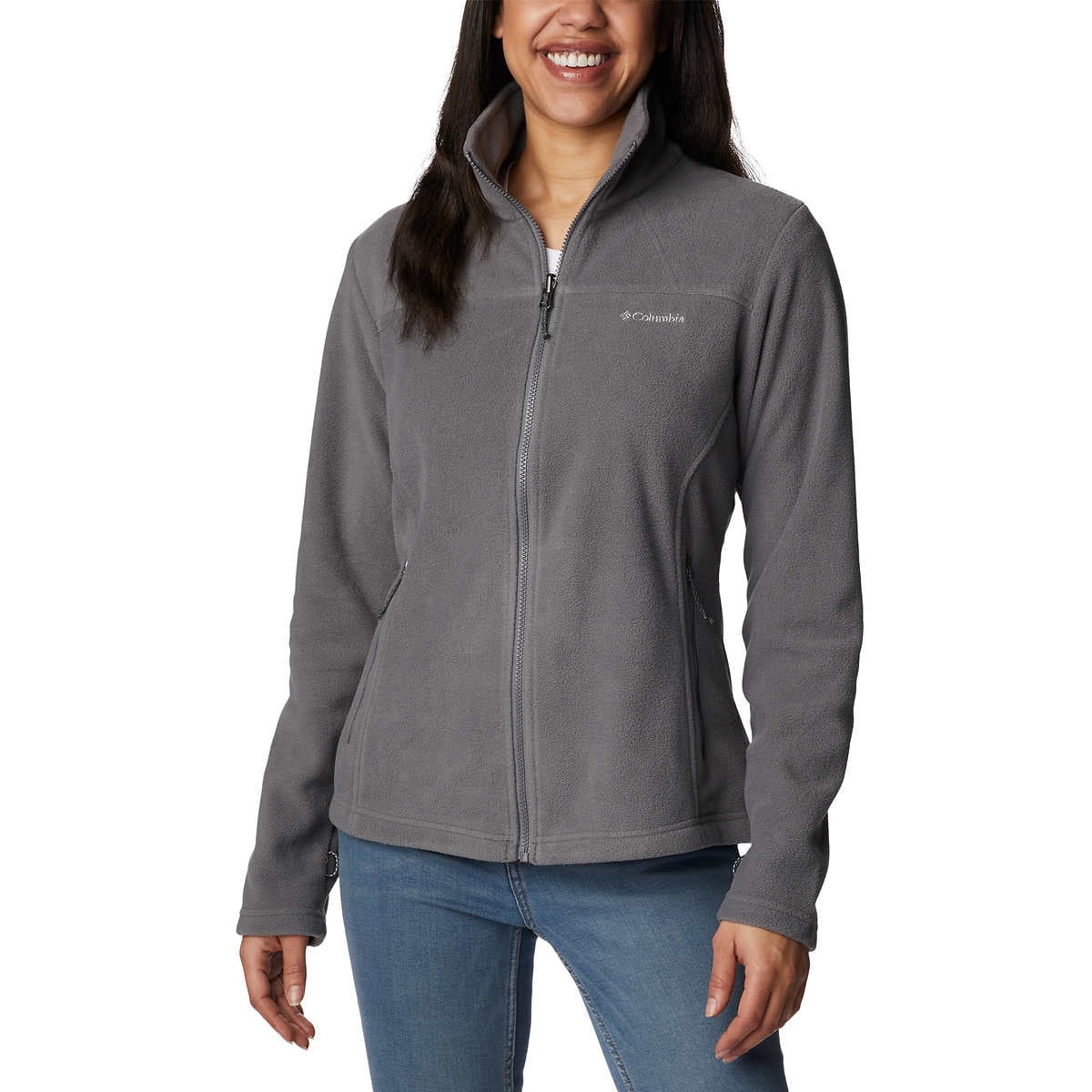 Columbia Women's Fleece Full Zip Jacket (Gray, Large)
