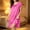 Hot Pink, variant on Women's Lace Trim Satin Nightgown Short Sleeve Scoop Neck Silky Loose Fit Sleep Dress with Bow Detail Red Free Size