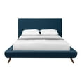 thumbnail image 3 of Soren Denim Linen Bed - Upholstered, Walnut Tapered Legs, Slats IncludedQueen, 3 of 9