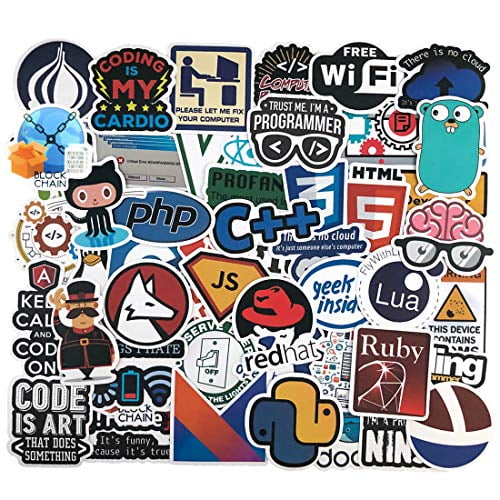 Programmer 50ps Stickers of Programming Languages and Internet Brands Developer 
