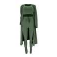 thumbnail image 4 of Idoravan Women Sets Clothing Womens Solid Color Sexy Round Neck Loose Stretch Tops Blouse Tank Top Pants Three Piece Set, 4 of 6