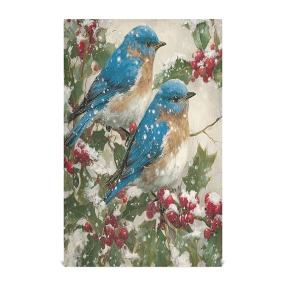 Qxltty Blue Birds Kitchen Towels 28 x 18 Inch Soft Cotton Linen Feel Dish Towels with Hanging Loop for Drying, Cleaning & Decor