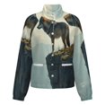 thumbnail image 5 of Jackets for Women Winter Coat Jackets Flannel Stand Collar Jacket(Wolf on Cliff,Size:S-4XL), 5 of 7