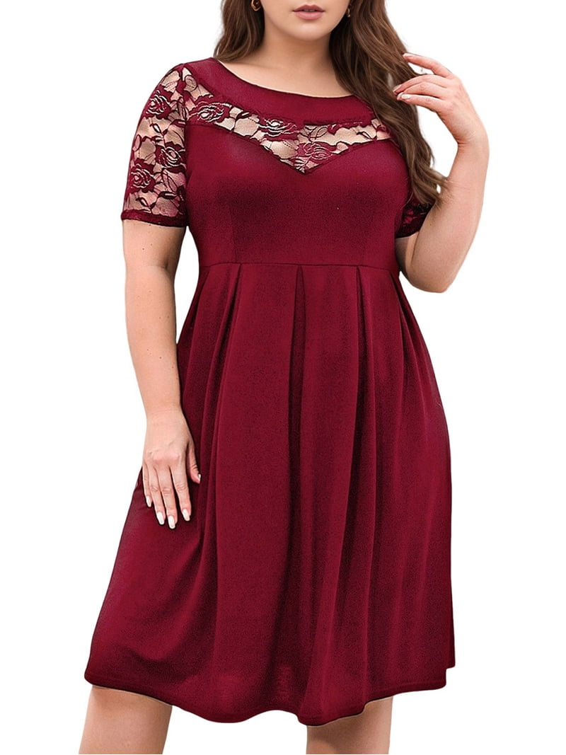 fitted lace wedding dress Plus Size Wine Sequence Wrap Dress main image 1