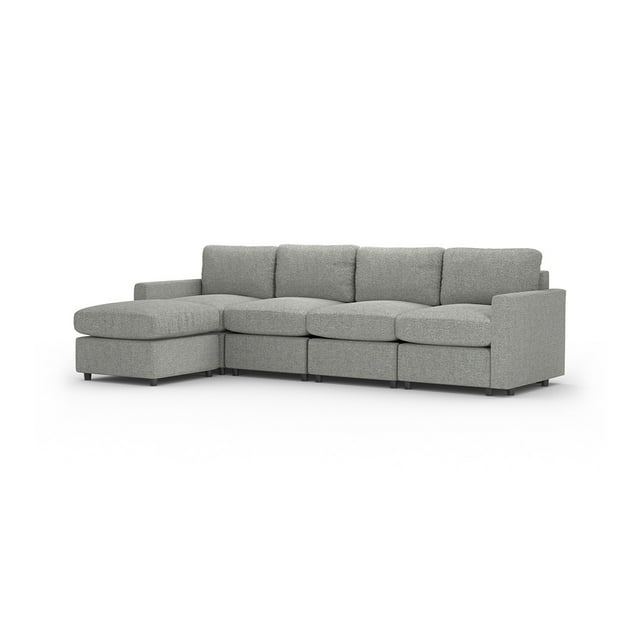 Sofá Seccional Modular De 4 Plazas + Otomano | Gris Niebla