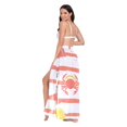 thumbnail image 3 of FORMRS Womens Long Sarong Beach Wrap Semi-Sheer Bikini Skirt Bathing Swimsuit Cover Up, Striped Crab, 3 of 7