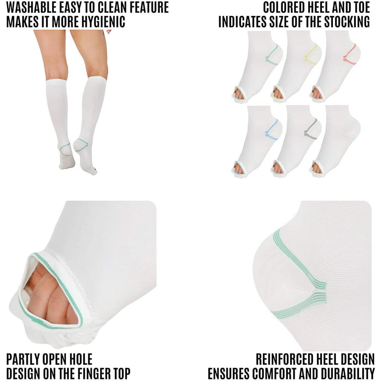 Anti Embolism Compression Stockings, Knee High Unisex Ted Hose Socks 15-20  mmHg Moderate Level（Large） 