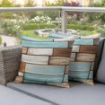 thumbnail image 4 of Vintage Wood Grain Pillow Covers 2 Pack Blue Brown White Board Farmhouse Pillowcase Waterproof Outdoor Throw Pillow Cover for Patio Garden Square Cushion 24”x24”, 4 of 9