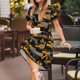 thumbnail image 3 of Fotbe Yellow Excavator Vestido Largo de Moda para Mujer, Vestido Tipo Camiseta con Manga Corta y Estilo Casual a Rayas y Bloques de Color, 3 of 6