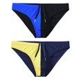 thumbnail image 2 of TANBOM Men's Drawstring Triangle Swim Trunks Lightweight Polyamide, Black & Blue, 2-Pack, L, 2 of 6