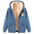 thumbnail image 5 of Nmnitkp Fall Coats No Pilling,No Fade Women's Sherpa Lined Hooded Sweatshirt Zip Up Winter Warm Hoodie Comfy Hooded Fleece Jacket Blue,3XL, 5 of 8