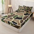 thumbnail image 2 of Manfei Retro Camouflage Zipper Twin Comforter Sets with Fitted Sheet and 2 Pillowcases,Woodland Bear Zipper Bedding Set,Brown Green,Black Reversible,4pcs, 2 of 8