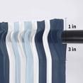 thumbnail image 5 of Navy Blue Valance Curtains for Kitchen/Living Room/Bathroom/Bedroom Window, Rod Pocket Small Topper Half Short Window Curtains Voile Sheer Scarf, Modern White Geometric Vertical Stripes 60"x18", 5 of 8
