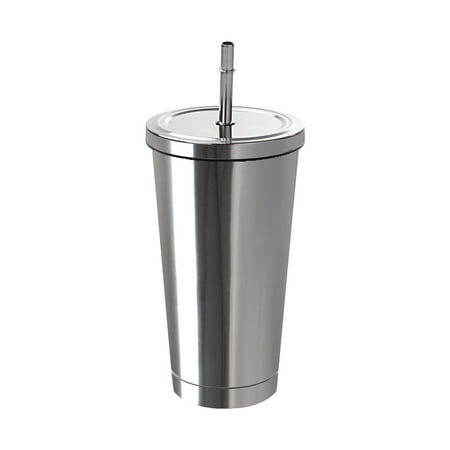 SUNSIOM 500ML Stainless Steel Cup Portable Travel Coffee Mug With Drinking Straw