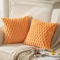 thumbnail image 2 of SUSIELADY Pack of 2 Super Soft Plush Decorative Throw Pillow Covers, Faux Fur Cushion Covers for Couch Sofa Bed, 20"x20" Inch, Orange, 2 of 6
