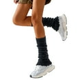 thumbnail image 2 of Wuxian Socks For Women Knitted Leg Warmers Winter Cozy Soft Thermal Leg Sleeves Stretchable Boot Ankle Socks Stylish Fuzzy Socks,Black,One Size, 2 of 4