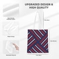 thumbnail image 4 of DouZhe Reusable Grocery Bags, Patriotic Red White Blue Stripes Lightweight Polyester Canvas Cloth Tote Bag for Travle Gym Shopping School, 15" x 16", 4 of 7