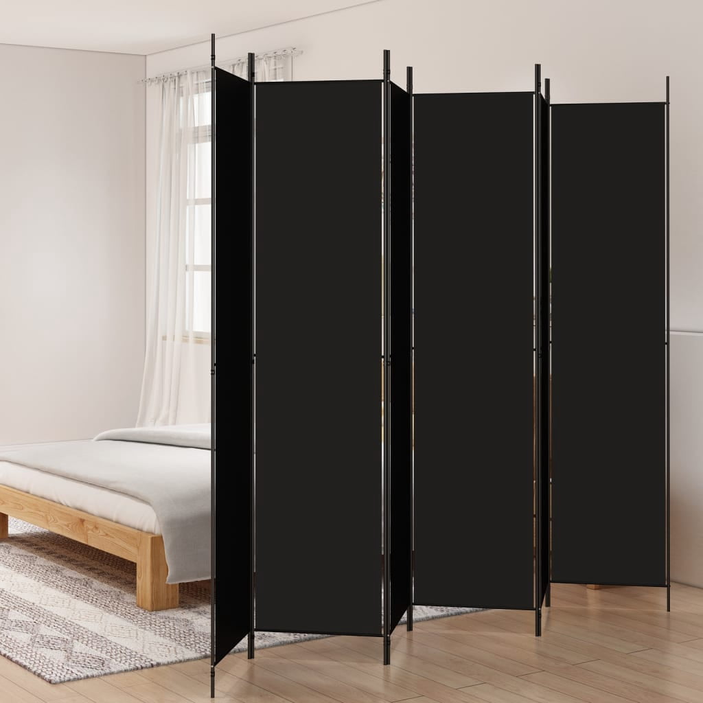 vidaXL Room Divider Modern 6-Panel Freestanding Fabric Black