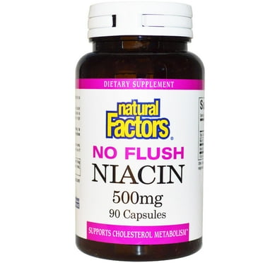Natural Factors No Flush Niacin 500 mg, 90 Tablets