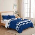 thumbnail image 5 of Full Quilt Set 78''x90'', Blue Striped Lightweight Summer Bedspread Coverlet Set with 2 Pillow Shams, Farmhouse Blue White Stripes Breathable All Season Quilt Bedding for Bedroom/Guest Room, 5 of 9