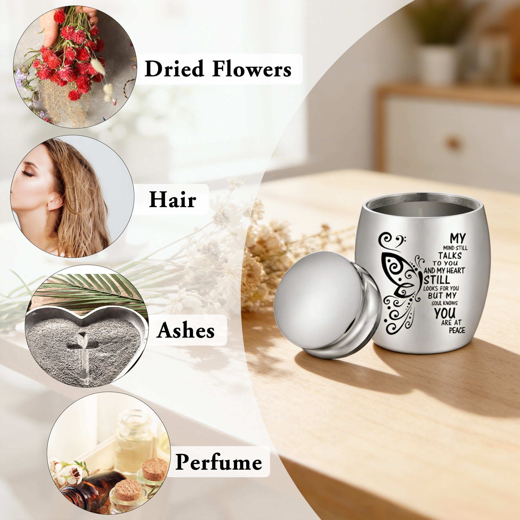 XIUDA Small Urns for Human Ashes Keepsake, Purple Stainless Steel Mini Urn  with Amethyst Crystal Tree -Decoration Butterfly Cremation Keepsake