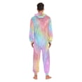 thumbnail image 7 of 1 Piece Adult Onesie Pajamas Cozy & Loose-Fit Sleepsuit Loungewear with Pockets Pastel Rainbow Tie-dye Small, 7 of 7