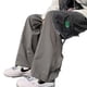 thumbnail image 4 of Pantalones anchos de pierna recta para hombre Bolsillos laterales casuales Pantalones holgados con cordón de color puro Gris L, 4 of 8