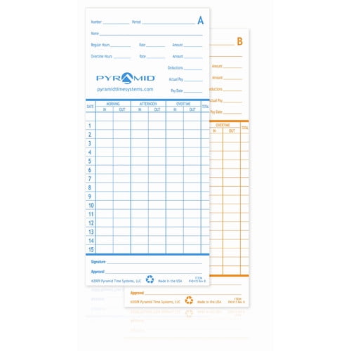 Pyramid Time Systems Time Cards For 2600 Pack Of 100 Walmart 