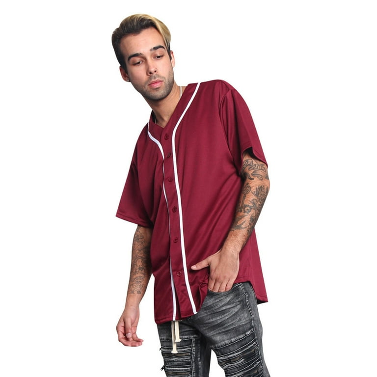 Victorious Men's Classic Button Down Baseball Jersey Shirt Victorious Men's Classic Button Down Baseball Jersey Shirt