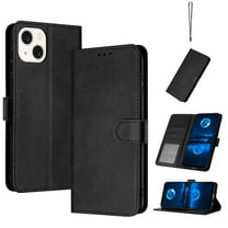Designed for iPhone 15 Case Wallet, Men Women Flip Folio Cover with PU Leather Stand Credit Card Holders Slots Wrist Strap Soft TPU Inner Phone Case for iPhone 15, Black