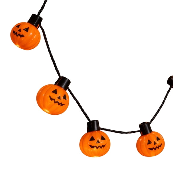 Halloween Garland with Lights with 7 Led Pumpkins, Battery Powered String Lights Outdoor for Outdoor Fall Decorations for Porch, Indoor Halloween Table Decorations for Party, 3