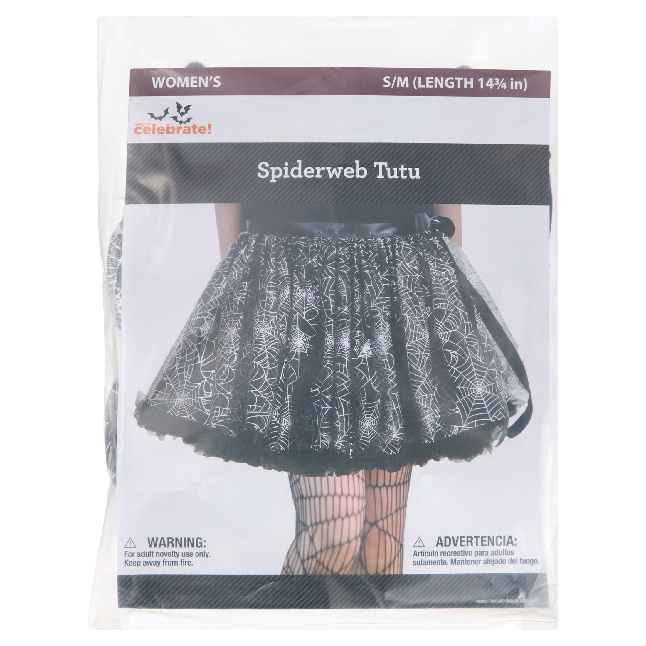 Spiderweb Tutu Costume Accessory for Adults, Black and Silver, S/M, Halloween by Way To Celebrate