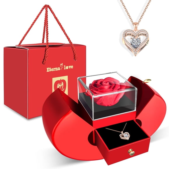 Set de regalo WEIMIL con rosa preservada y collar con corazón