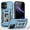 Lightblue, variant on Armor Case for iPhone 17 with Sliding Camera Cover & Kickstand, Heavy Duty Military Grade Protection Phone Case, Built-in 360° Rotate Ring Stand, Shockproof Full Body Rugged Case, Navyblue