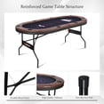 thumbnail image 6 of RayChee 8 Player Foldable Poker Table, Folding Texas Holdem Table, Portable Casino Table for Game Room with Padded Rails and Cup Holders (Brown, 71 inch), 6 of 9