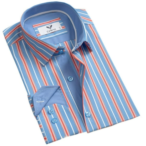 White dress shirt with red stripes sales